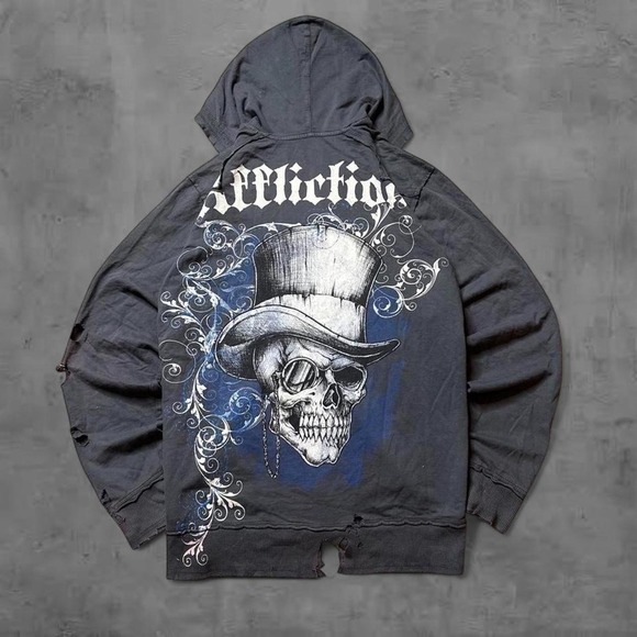 Affliction Other - Y2K Vintage 2000s skater grunge Affliction skull hoodie
